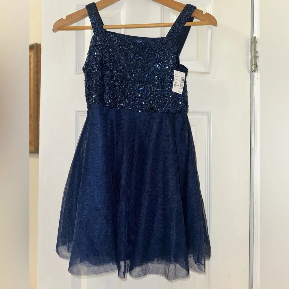 The Children’s Place Girls Size 10 Navy Sequin Tulle Party Dress NWT